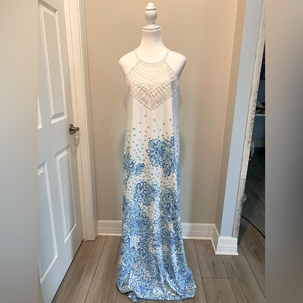 NWT Karma Kamella Engineered Maxi Halter Dress.